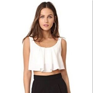 Black Halo White Sleeveless Crepe Crop Top 2